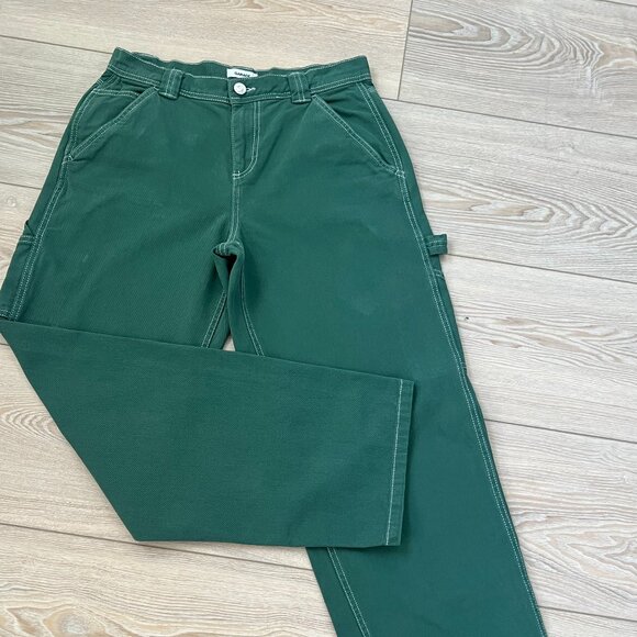 🌷Garage- Dani Carpenter pants / Straight Cargo Denim Jeans Bright Green … - Picture 1 of 15